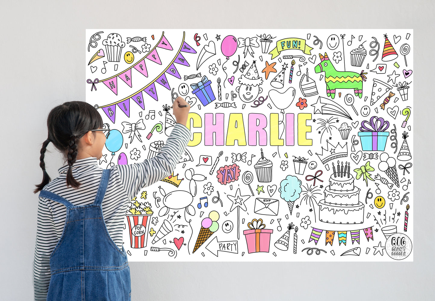 Happy Birthday - Personalized, Reusable Colouring Poster