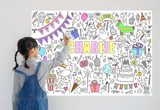 Happy Birthday - Personalized, Reusable Colouring Poster