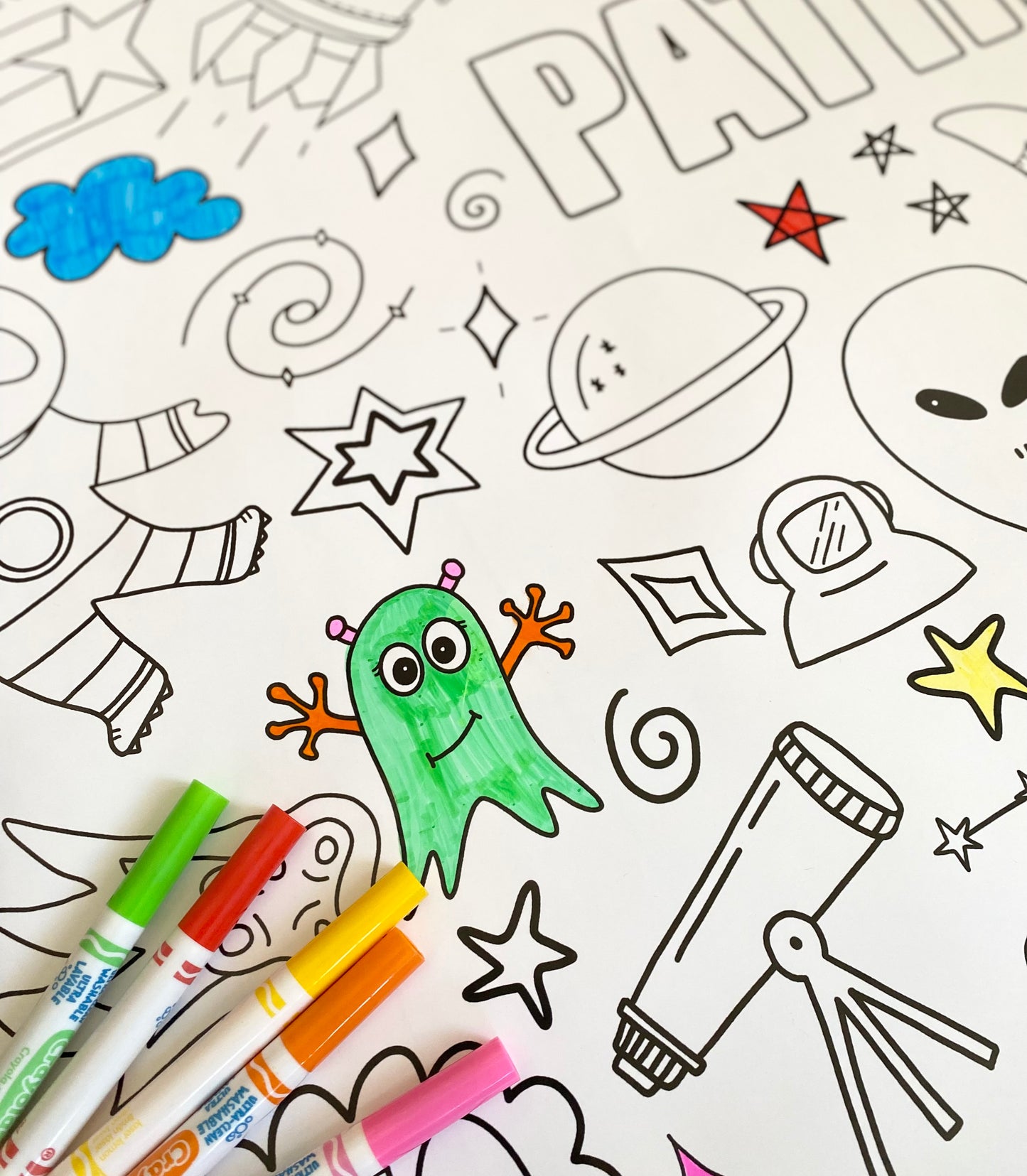 Space Invasion - Personalized, Reusable Colouring Poster