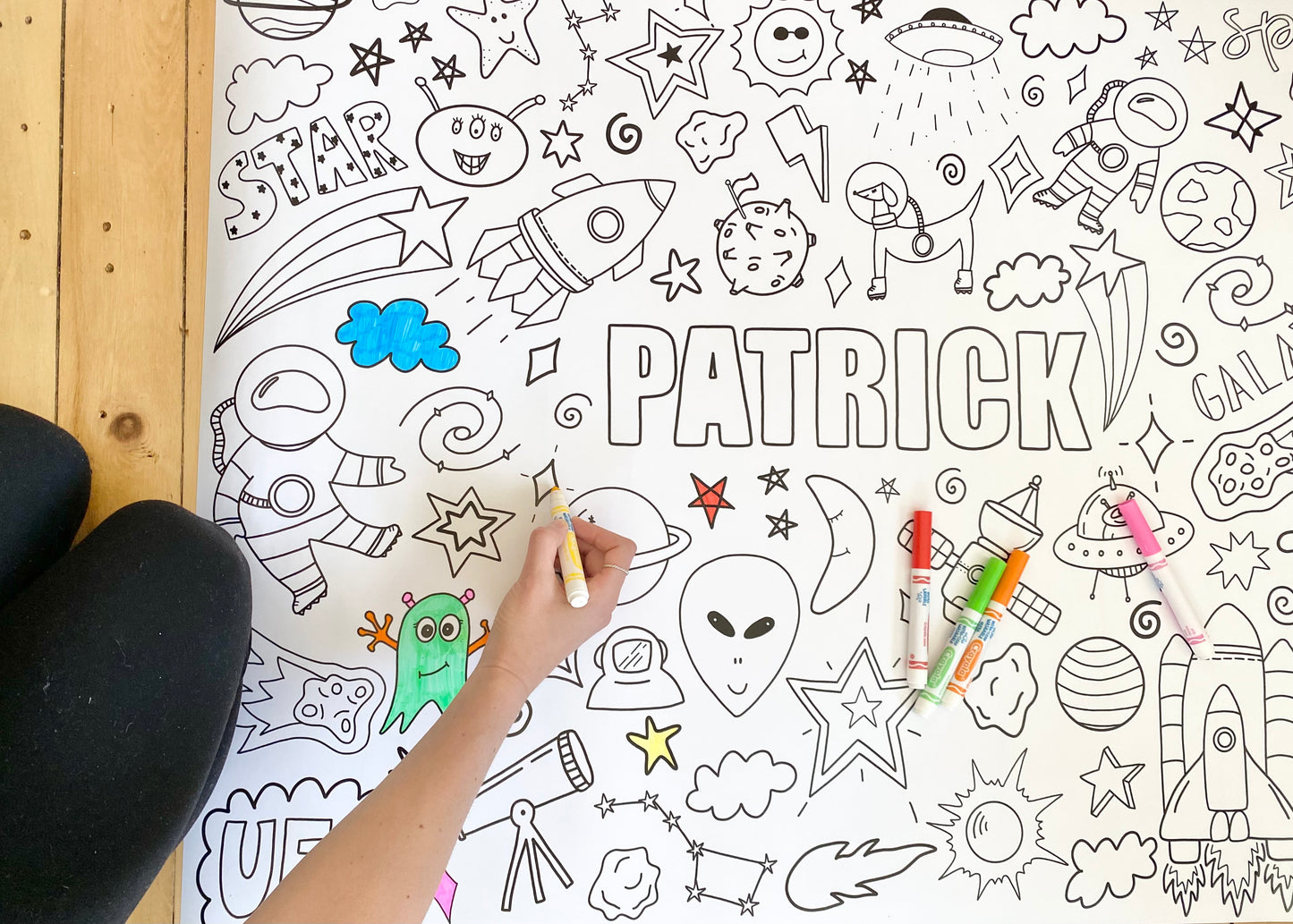 Space Invasion - Personalized, Reusable Colouring Poster