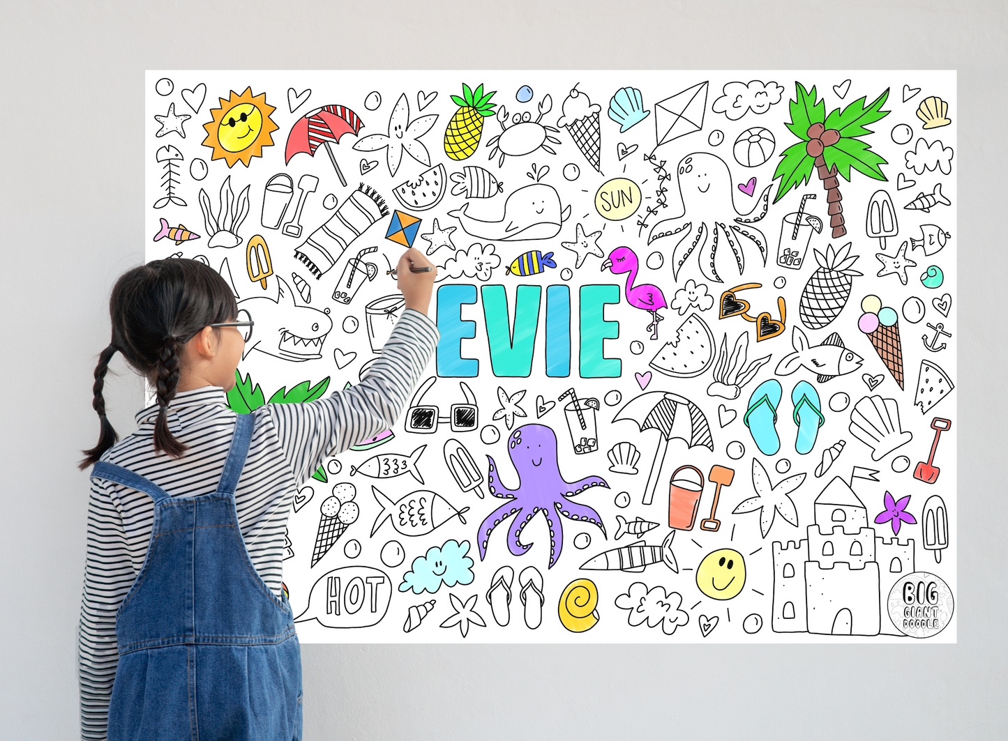 Beach Day - Personalized, Reusable Colouring Poster