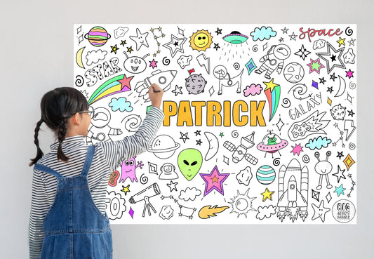 Space Invasion - Personalized, Reusable Colouring Poster