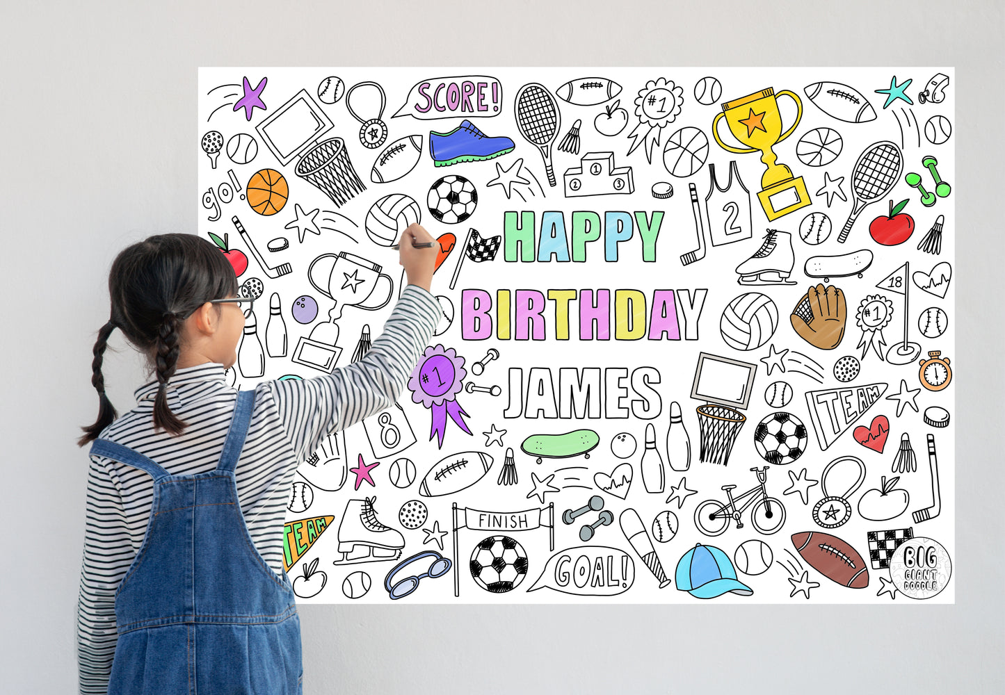 The Big Game - Personalized, Reusable Colouring Poster