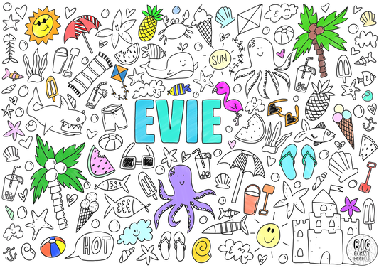 Beach Day - Personalized, Reusable Colouring Poster