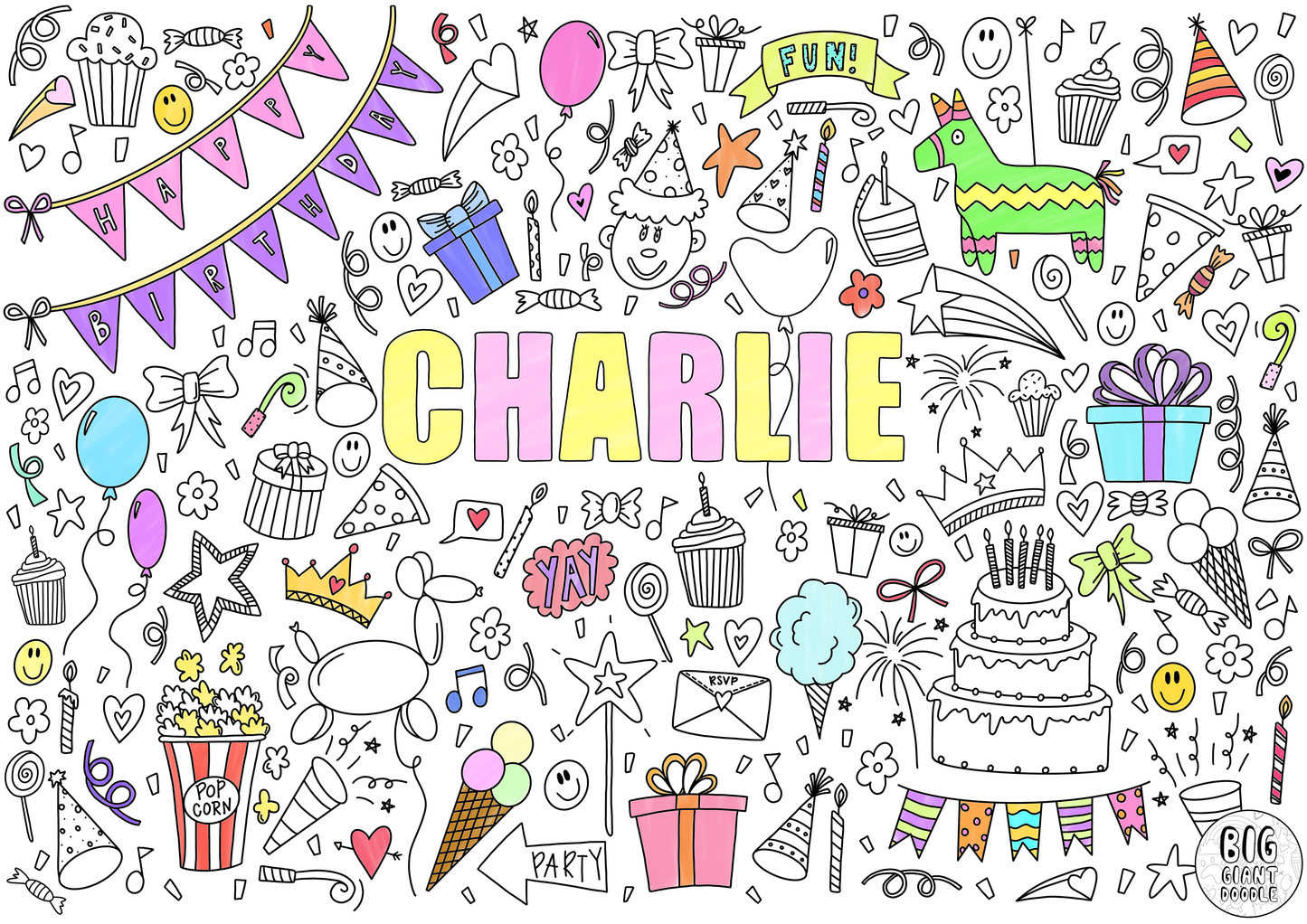 Happy Birthday - Personalized, Reusable Colouring Poster