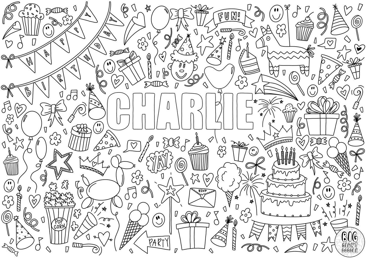 Happy Birthday - Personalized, Reusable Colouring Poster