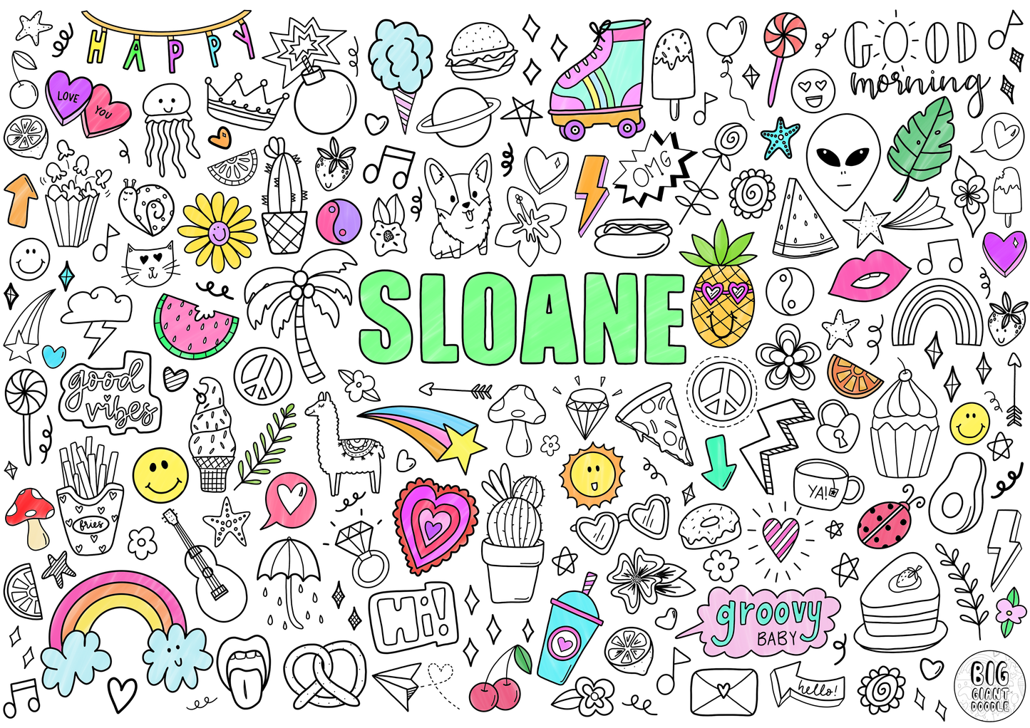 Happy Days- Personalized, Reusable Colouring Poster