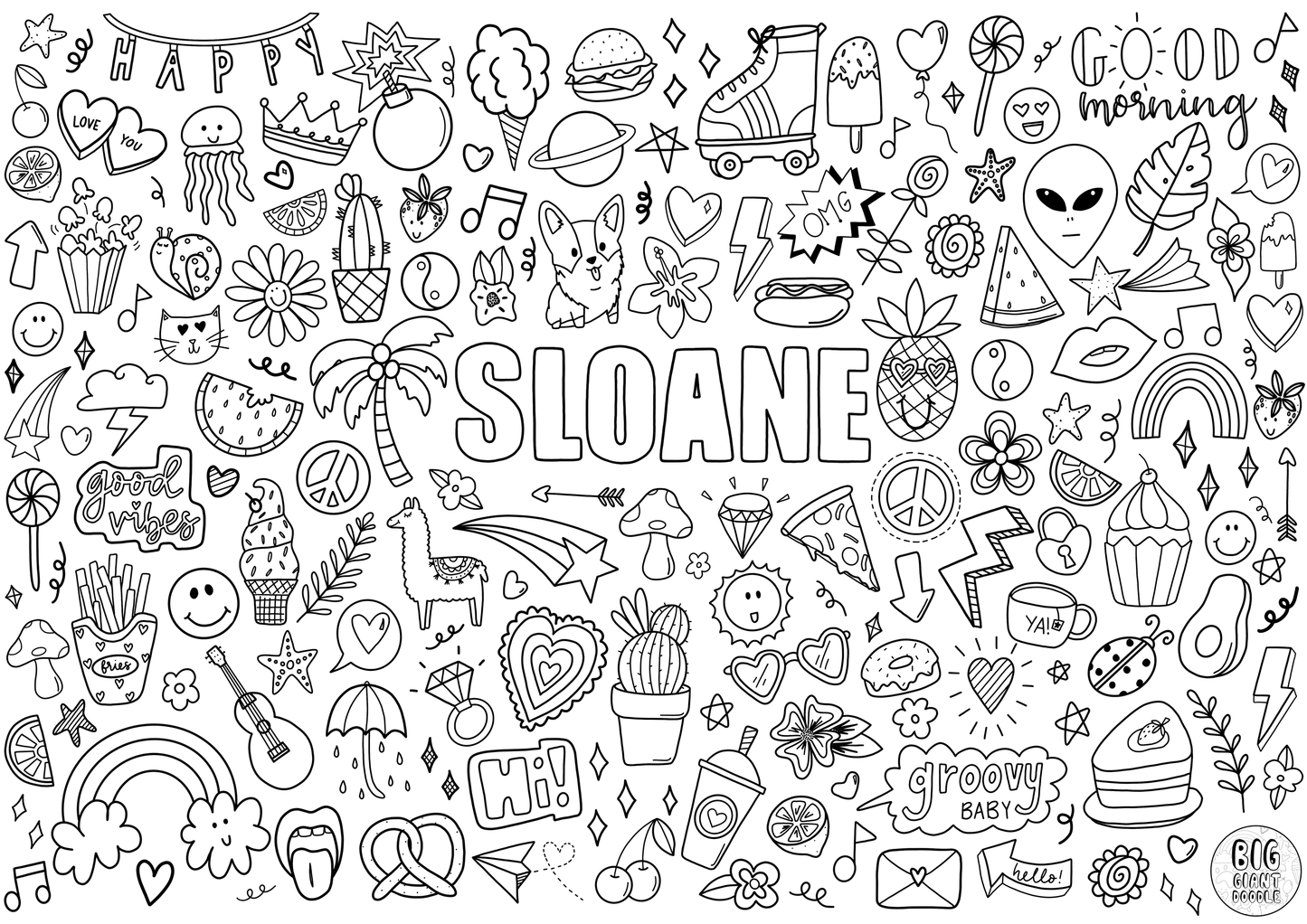 Happy Days- Personalized, Reusable Colouring Poster