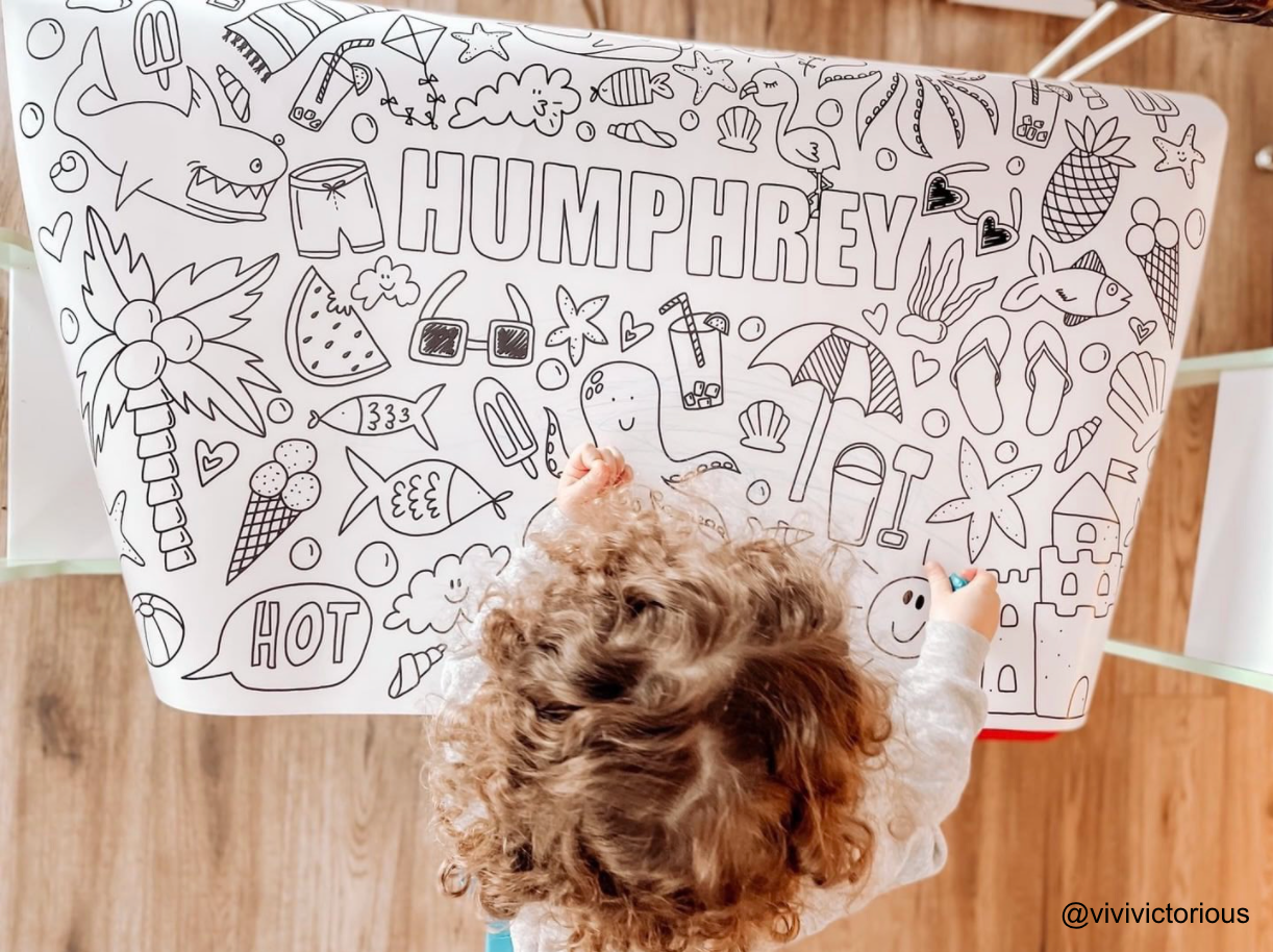 Beach Day - Personalized, Reusable Colouring Poster