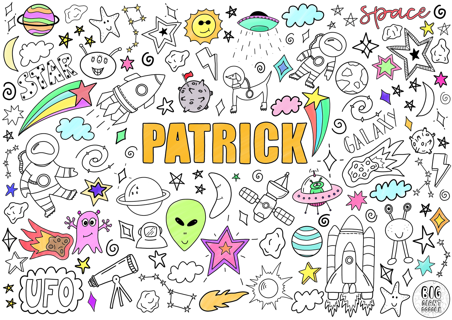 Space Invasion - Personalized, Reusable Colouring Poster