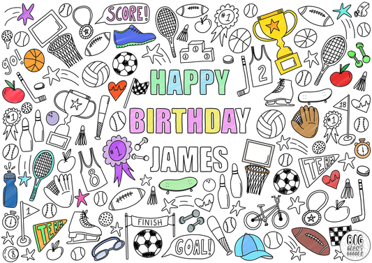 The Big Game - Personalized, Reusable Colouring Poster