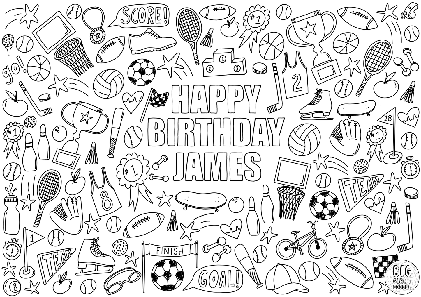 The Big Game - Personalized, Reusable Colouring Poster