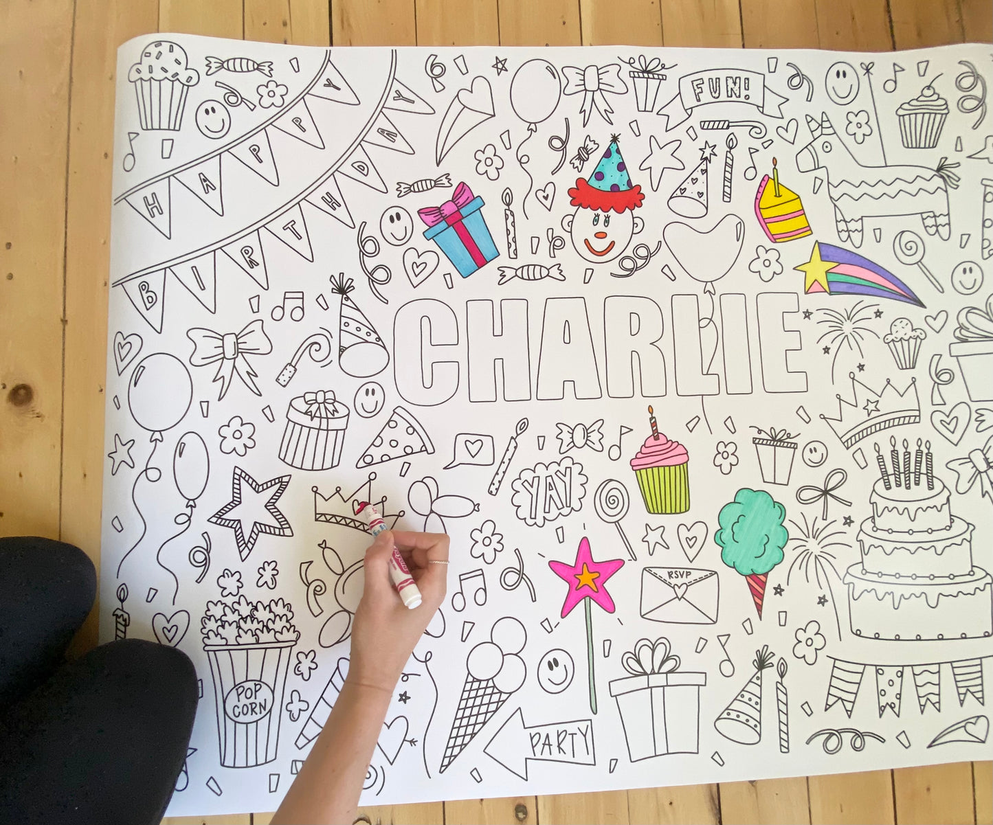 Happy Birthday - Personalized, Reusable Colouring Poster